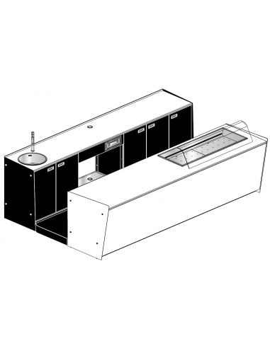 Bar counter and rear bench - Cm 350 x 232,5 x h 115