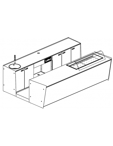 Bar counter and rear bench - Cm 350 x 232,5 x h 95.1