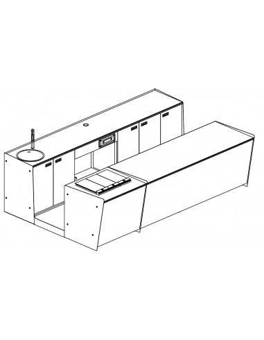 Banco bar e retrobanco con espositore gelato - cm L 350 x P 232,5 x h 95.1