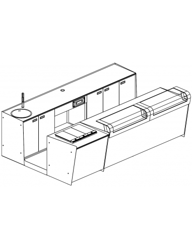 Banco bar e retrobanco con espositore gelato - cm L 350 x P 232,5 x h 115