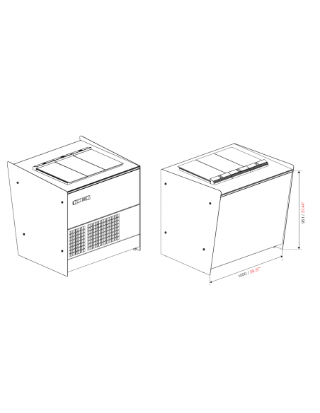 Bar and back counter with ice cream display - cm L 350 x P 232.5 x h 115