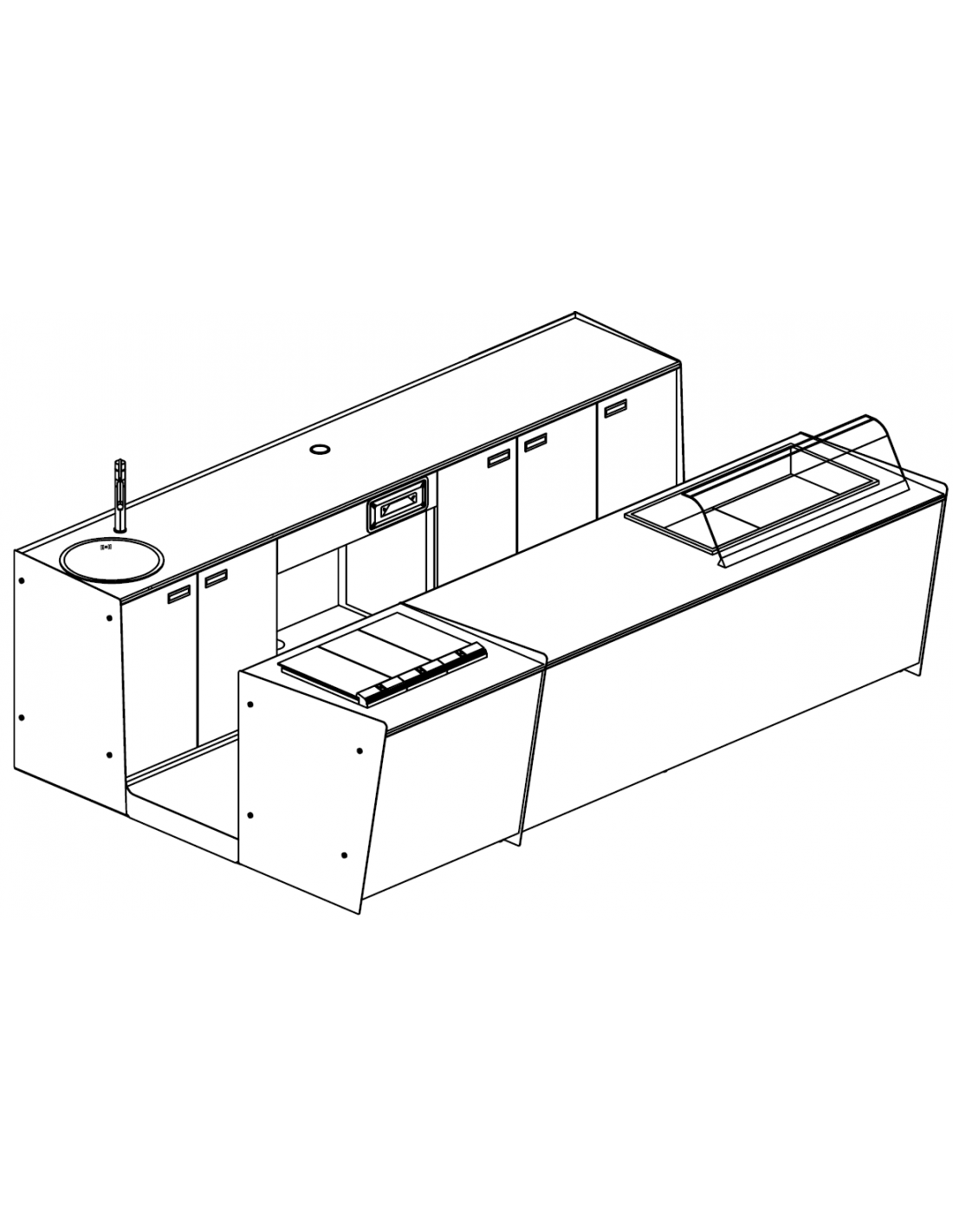 Paneled bar counter and back counter