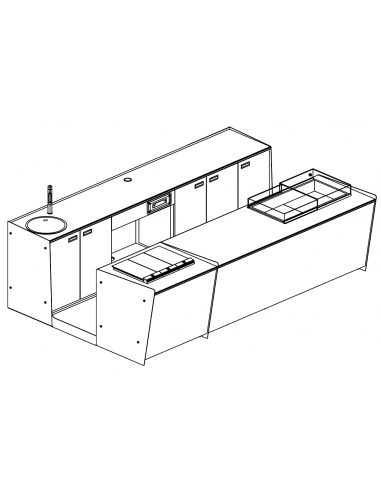 Banco bar e retrobanco con espositore gelato - cm L 350 x P 232,5 x h 95.1