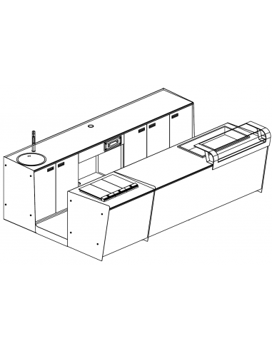 Banco bar e retrobanco con espositore gelato -cm L 350 x P 232,5 x h 95.1