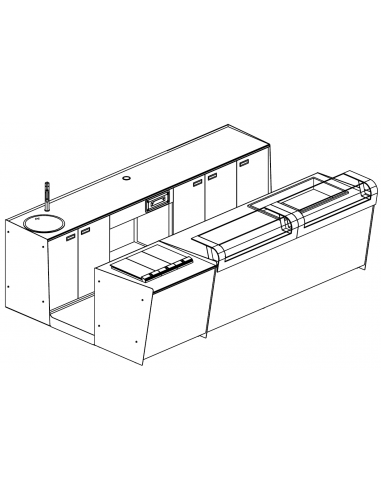 Banco bar e retrobanco con espositore gelato Panorama - cm L 350 x P 232,5 x h 95.1