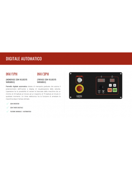 Armas de amasamiento - Capacidad kg 5/56 - cm 69.15 x 97.3 x 143.4 (172.6)h