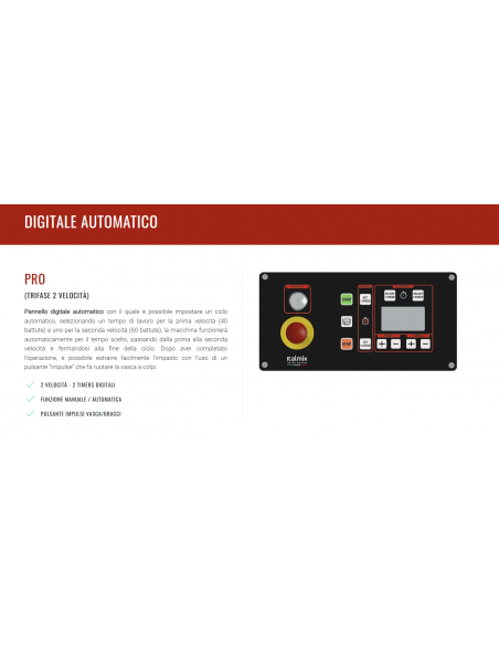 Impastatrice braccia tuffanti - Capacità kg 8/110 - cm 86.85 x 124.8 x 167.9 (201.1)h