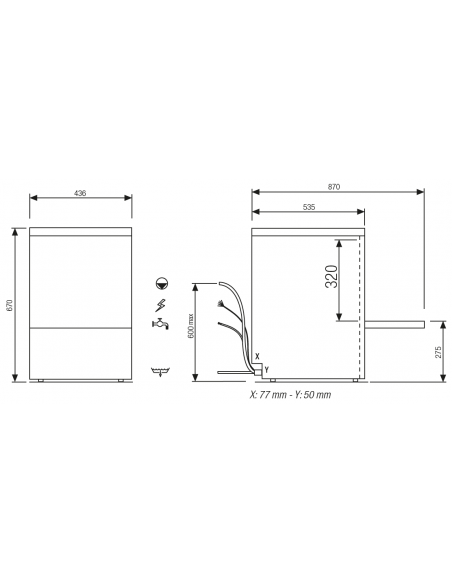 Lavavasos con bomba y dosificador de detergente - Cesta cm 39 x 39 - cm 43.6 x 53.5 x 67 h