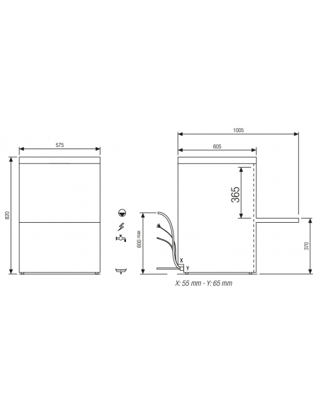 Lavastoviglie con addolcitore - Cesto cm 50 x 50 - cm 57.5 x 60.5 x 82 h