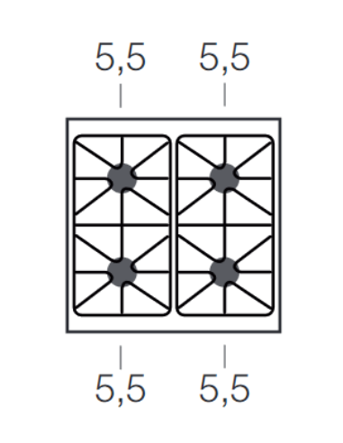 Cocina de gas - N. 4 fuegos - Cm 70 x 73 x 85 h