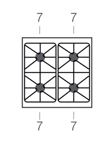 Cocina de gas - N. 4 fuegos - Cm 70 x 73 x 85 h