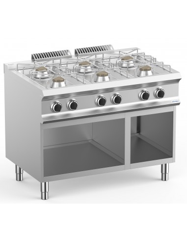 Gas cooker - N. 6 fires - Power burner kW 7 - Open compartment - Cm 110 x 73 x 85 h