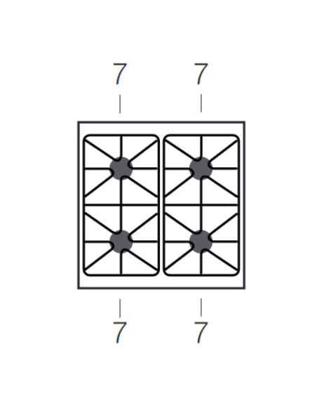 Cocina de gas - N. 4 fuegos - horno eléctrico estatico - Cm 70 x 73 x 85 h