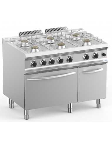 Cucina gas - N. 6 fuochi - Forno gas statico - Cm 110 x 73 x 85 h