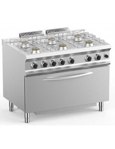 Cucina gas - N. 6 fuochi - Forno gas statico - Cm 110 x 73 x 85 h