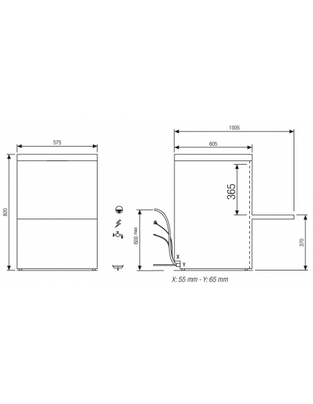 Lavastoviglie con Addolcitore - Cesto cm 50 x 50 - cm 57.5 x 60.5 x 82 h