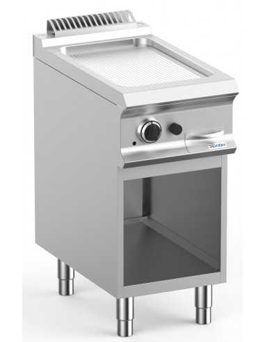 Professional gas fry top with steel grooved...
