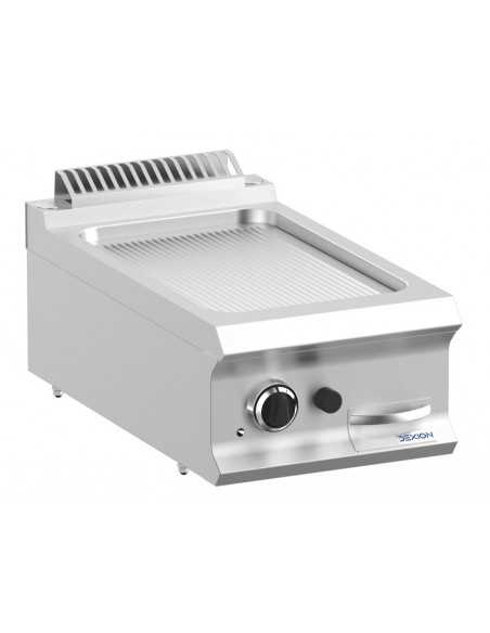 Professional gas fry top with grooved plate - cm 40 x 73 x 25 h
