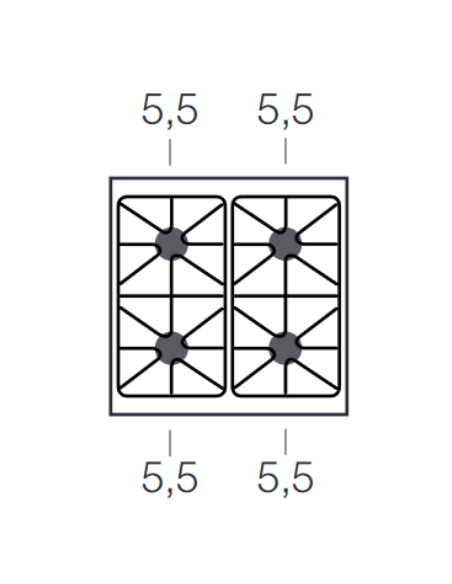 Cocina de gas - N. 4 fuegos - Cm 80 x 90 x 85 h