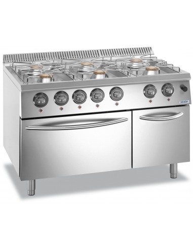 Cocina de gas - N. 6 fuegos - horno eléctrico - Cm 120 x 90 x 85 h