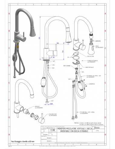 Tap single-hole - Swivel spout - Pull-out...