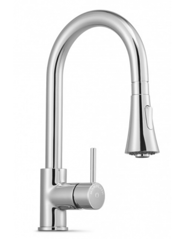 Tap single hole - swivel barrel - pull-out shower - Height 37 cm