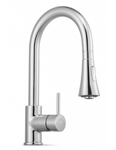 Tap single-hole - Swivel spout - Pull-out shower - Height 37 cm