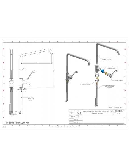 Grifo orificio único - Caño giratorio en "C" - Palanca clínica cromada - cm Ø 2.4 x 40 cm