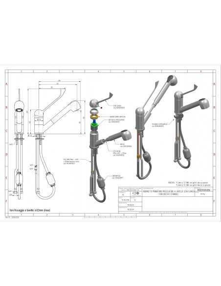 Grifo monomando con rociador extraíble - Mando clínico cromado - Caño giratorio