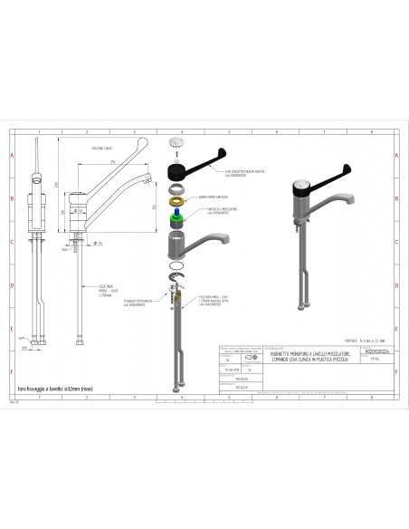 Miscelatore monoforo - Leva clinica plastica - Canna girevole 21.5 cm