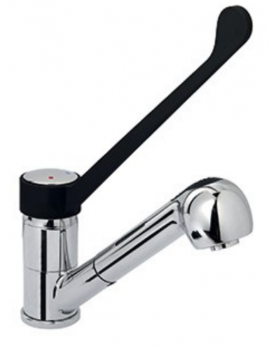 Tap single hole - Plastic clinical lever - Swivel barrel - Removable shower