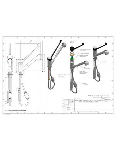 Tap single-hole - Plastic clinical lever - Swivel spout - Pull-out hand shower