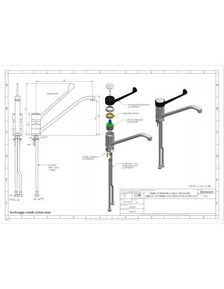 Tap single-hole - Plastic clinical lever - Swivel spout cm 32