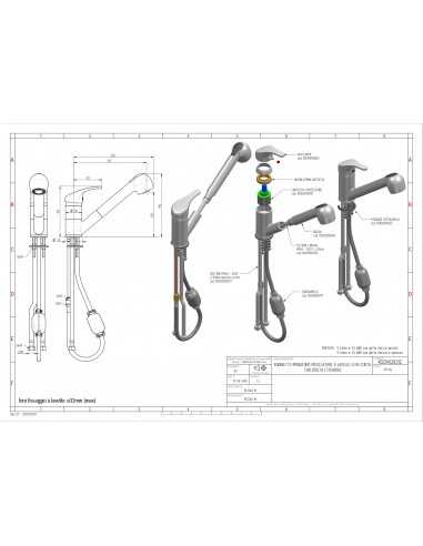 Tap single-hole with pull-out hand shower -...