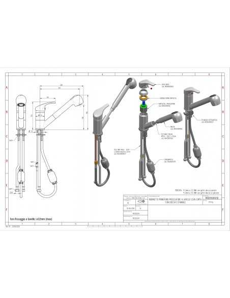 Grifo orificio único con rociador extraíble - caño giratorio