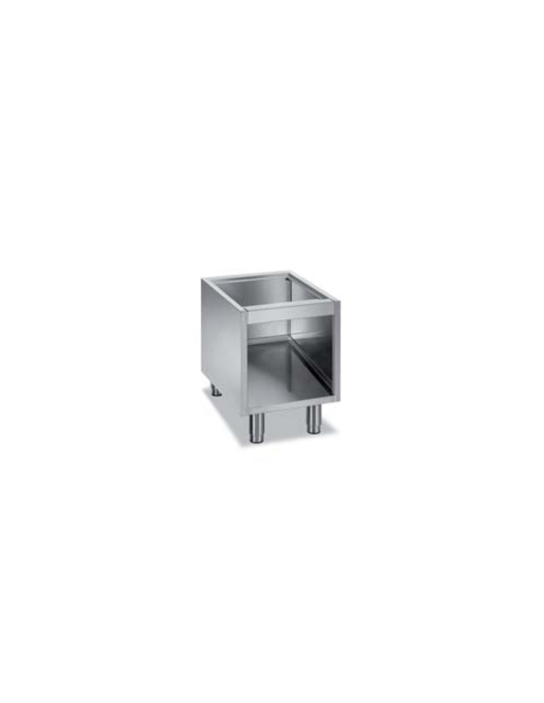 Base armadiata  - Aperta senza porte - Con spazio tecnico posteriore - Acciaio inox AISI 304 spessore 1.5 mm - Dimensioni cm 40