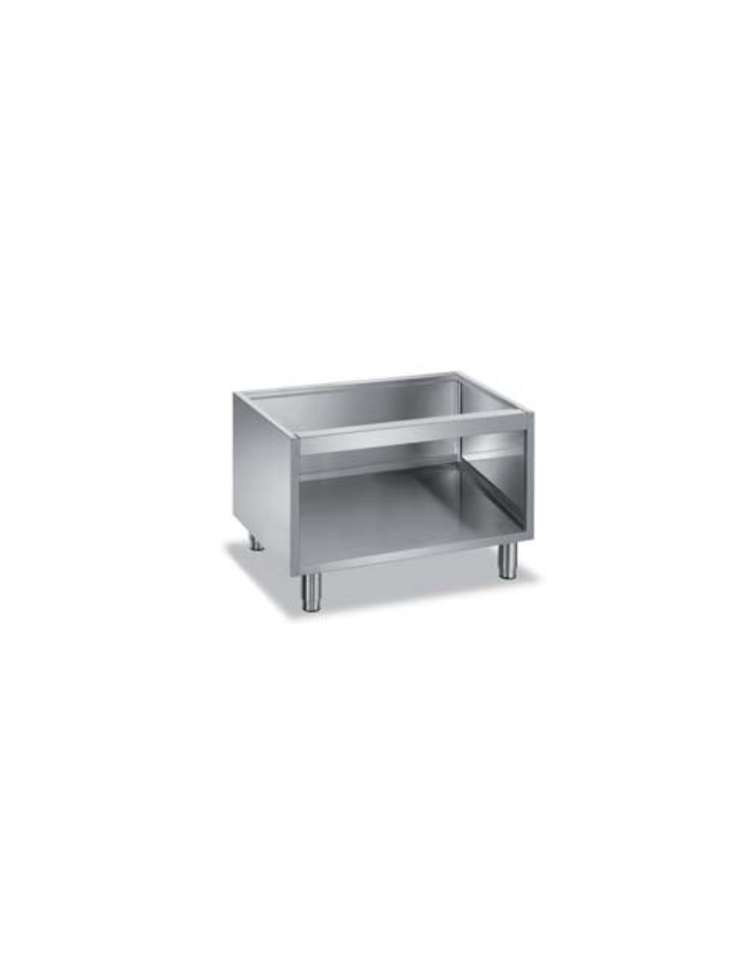 Base armadiata  - Aperta senza porte - Con spazio tecnico posteriore - Acciaio inox AISI 304 spessore 1.5 mm - Dimensioni cm 70