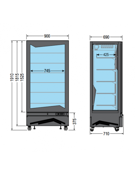 Pastry and ice cream shop - Temperature +/-20°C -  Capacity lt 650 - cm 90 x 71 x 191h