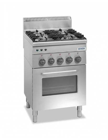 Professional gas stove with 4 burners - Power 2 x kW 2.7 + 2 x kW 3.15 - Gas oven - cm 60 x 60 x 85 h