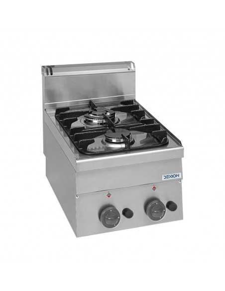 Professional gas stove with 2 burners - Power 1 x kW 2.7 + 1 x kW 3.15 - cm 40 x 60 x 27 h