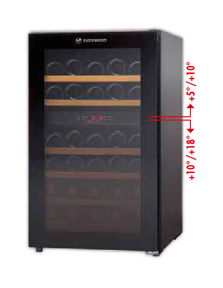 Wine cellar - Temperature +°+10°C / +10°+18°C - Cm 49,3 x 58,7 x 84 h