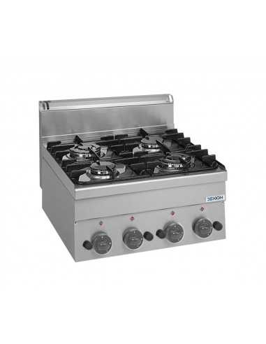 Cucina a gas - N.4 fuochi - Potenza 2 x kW 2.7 + 2 x kW 3.15 - Dimensioni cm 60 x 60 x 27 h