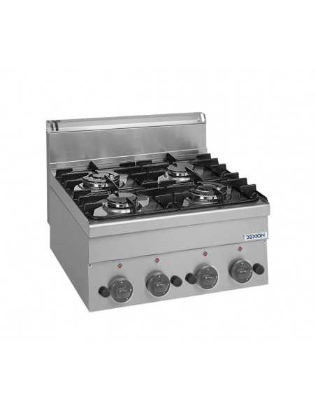 Professional gas stove with 4 burners - Power 2 x kW 2.7 + 2 x kW 3.15 - cm 60 x 60 x 27 h