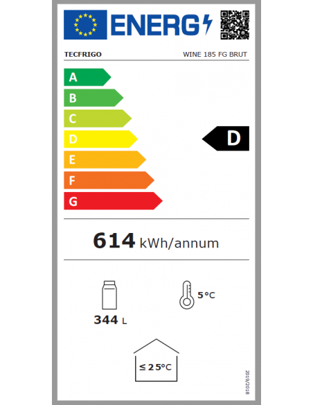 Espositore vini - Temperatura +2 +10°C - Ideale per vino bianco - Capacità litri 368 - Cm 59.5 x 63 x 186h