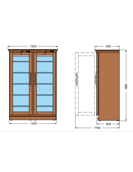Vetrina vino - Temperatura +6°+16°C - cm 132.5 x 65 x 188 h