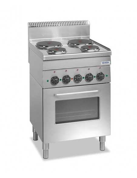 Professional electric stove with 4 plates - Power 2 x Kw 1.5 + 2 X Kw 2.6 -- Electric oven - Cm 60 x 60 x 85 h
