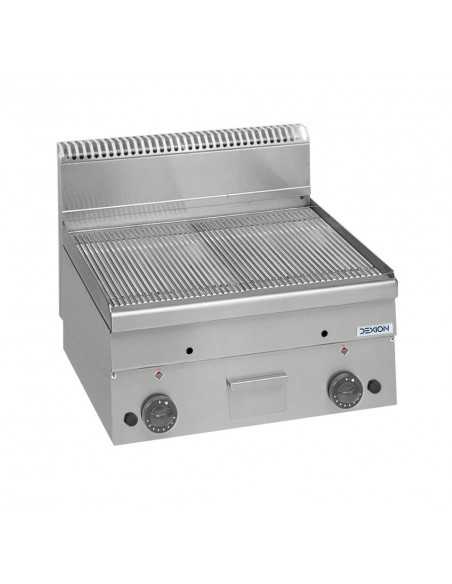 Fry top de gas profesional con placa de acero acanalada - Energía kW 10.2 - Cm 60 x 60 x 27 h