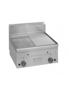 Fry top gas - Plate 1/2 smooth 1/2 steel strip - Cm 60 x...