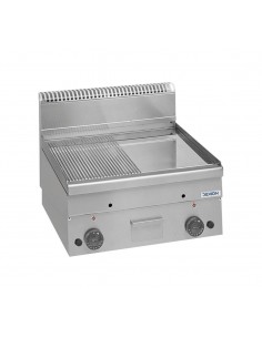 Fry top a gas - Piastra 1/2 liscia 1/2 rigata cromata -...