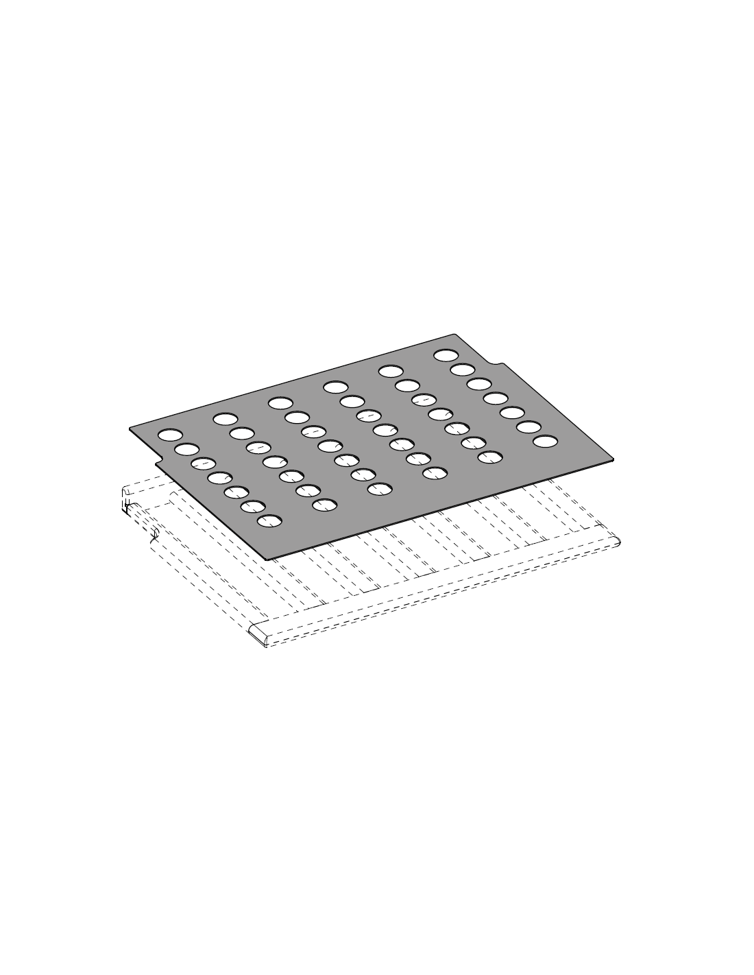 Flat perforated in PST for vertical bottle positioning